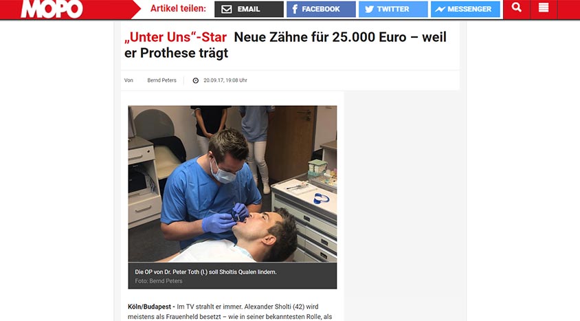 Alexander Sholti bei Zahnklinik-Ungarn.de: die Hamburger Morgenpost berichtet
